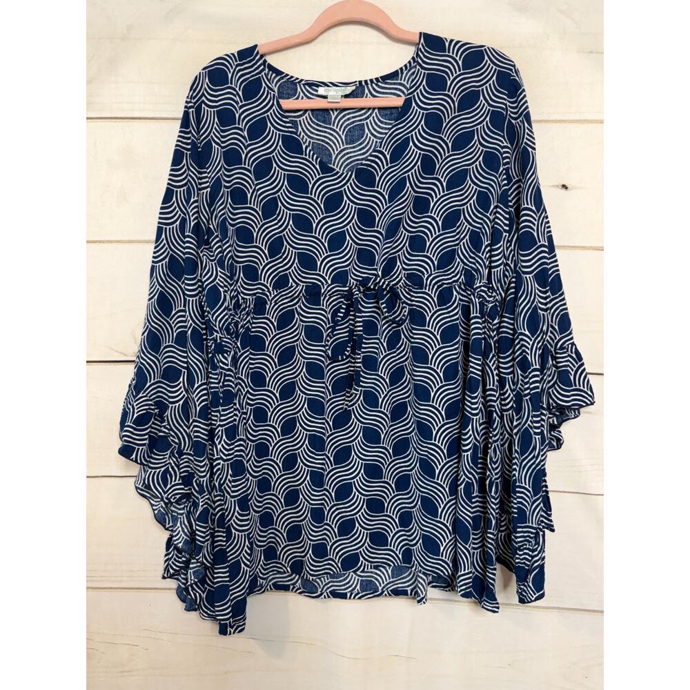 Escapada‎ Beach Size XL Top Blue White Print Easy Comfy Cute